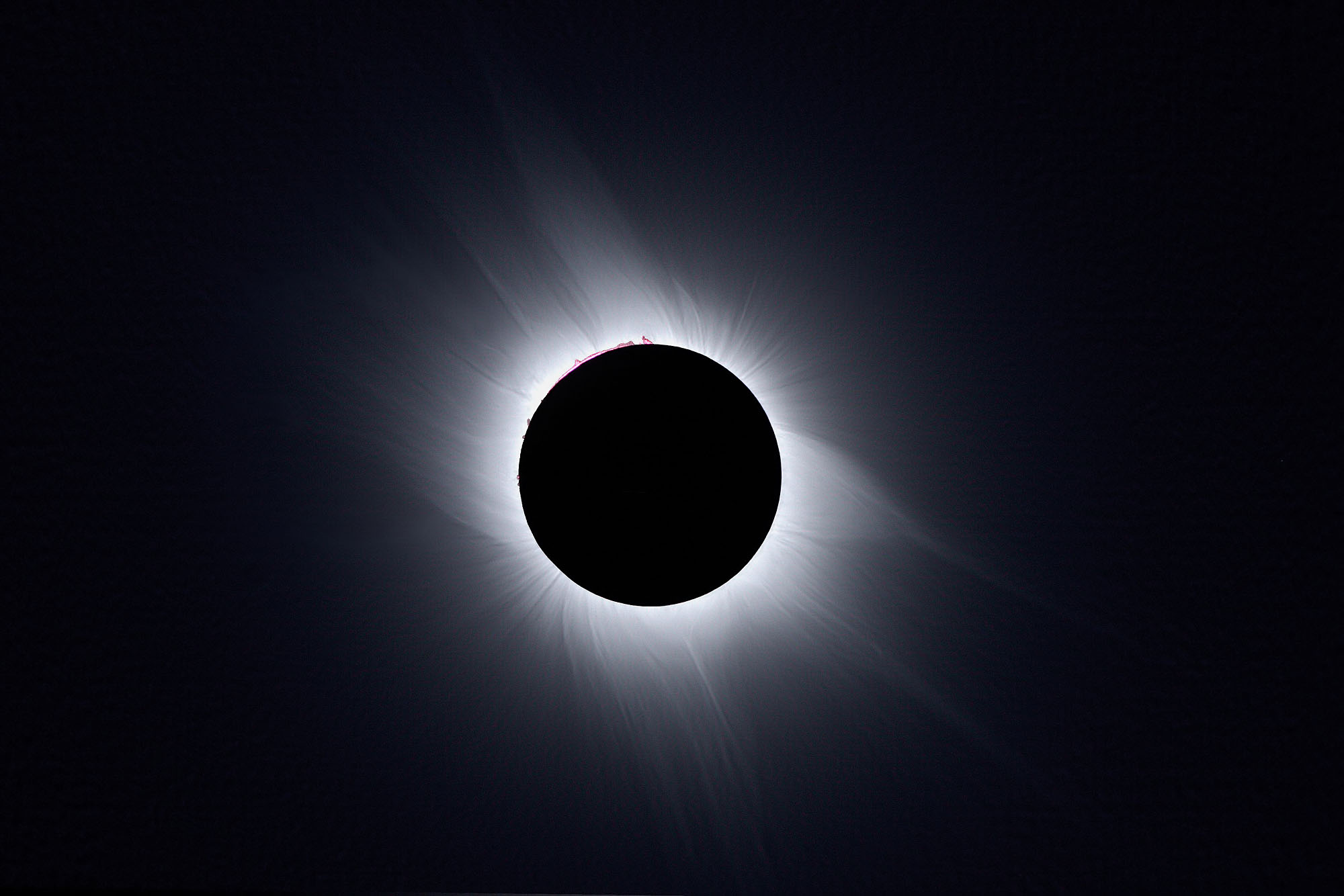 The full corona during the total solar eclipse of 2006 near Side in Turkey.